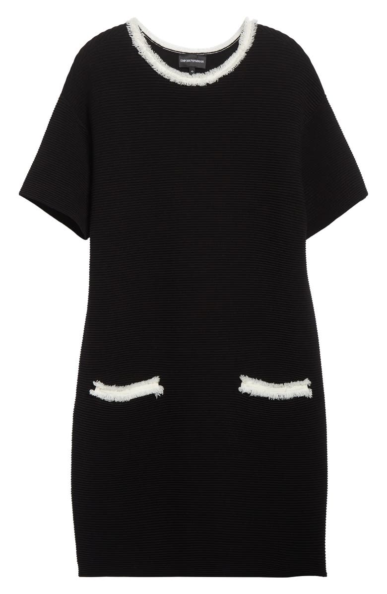 Emporio Armani Short Sleeve Knit Shift Dress, Alternate, color, Black