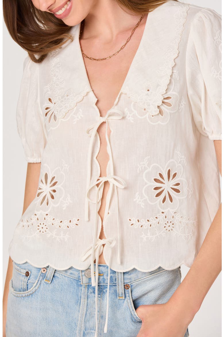 Eider Tie Front Eyelet Top, Alternate, color, WHITE