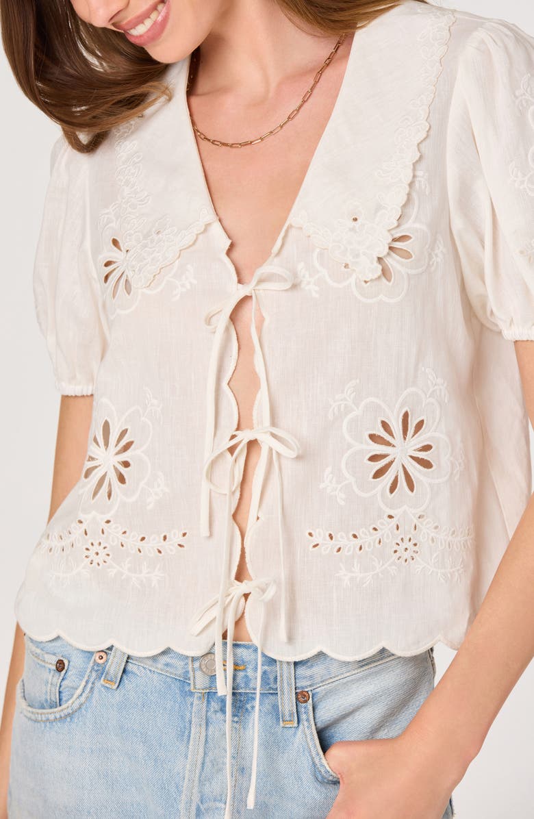 ASTR the Label Eider Tie Front Eyelet Top, Alternate, color, White