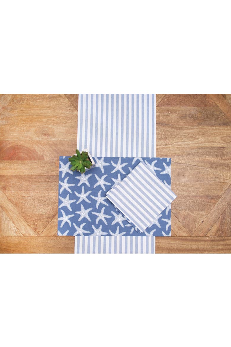 Calming Seas Starfish Reversible Graphic Print Machine Washable Table Runner 14" x 72", Alternate, color, White