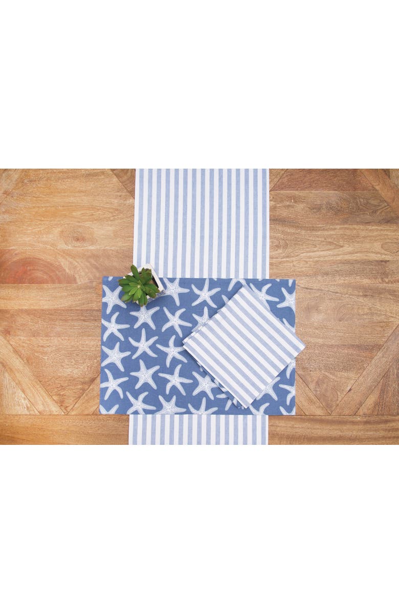 C&F Home Calming Seas Starfish Reversible Graphic Print Machine Washable Table Runner 14" x 72", Alternate, color, White