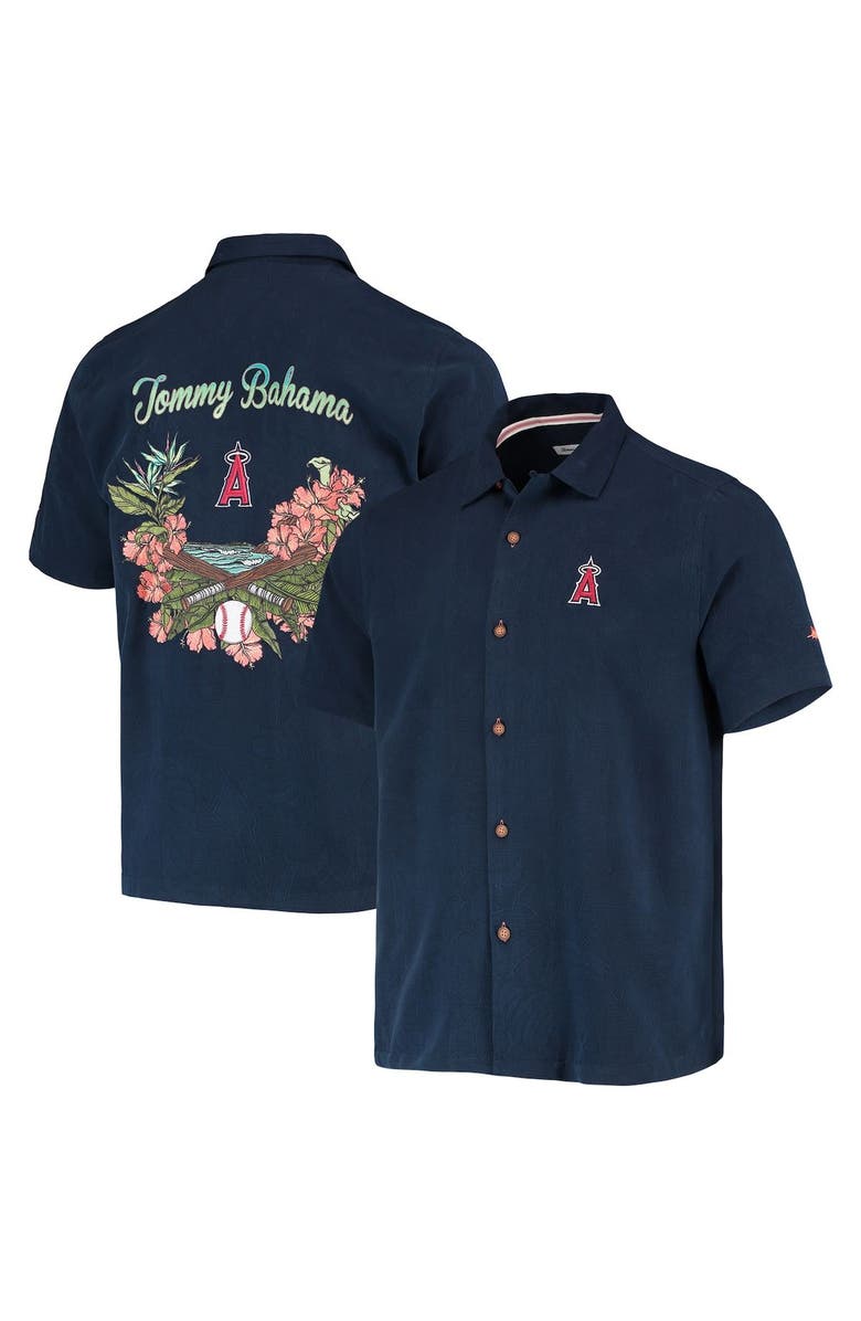 Tommy Bahama Men's Tommy Bahama Navy Los Angeles Angels Baseball Bay Button-Up Shirt, Main, color, 