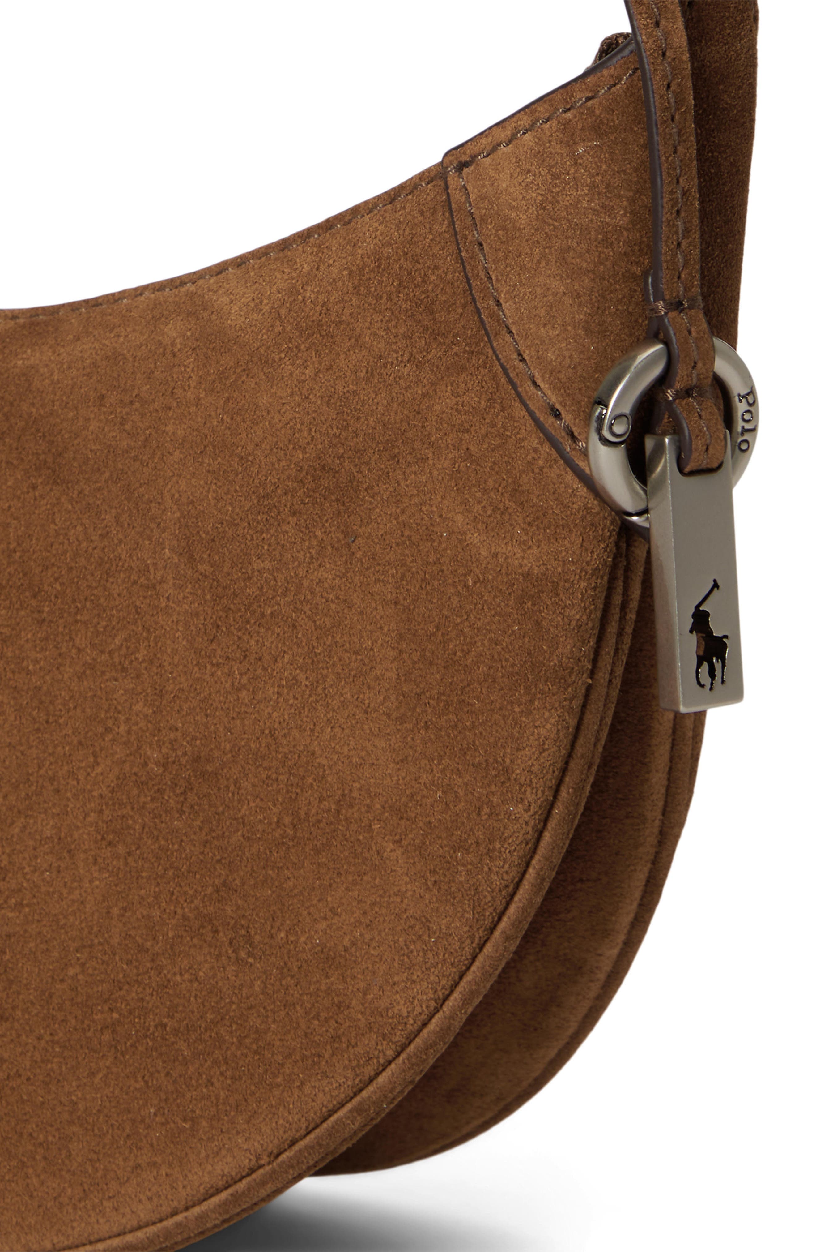 Polo Ralph Lauren Polo ID Stud Suede Crossbody Bag, Alternate, color, Cinnamon