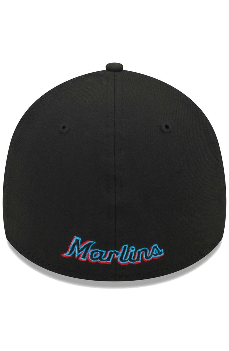 New Era Men's New Era Black Miami Marlins Logo 39THIRTY Flex Hat, Alternate, color, Black