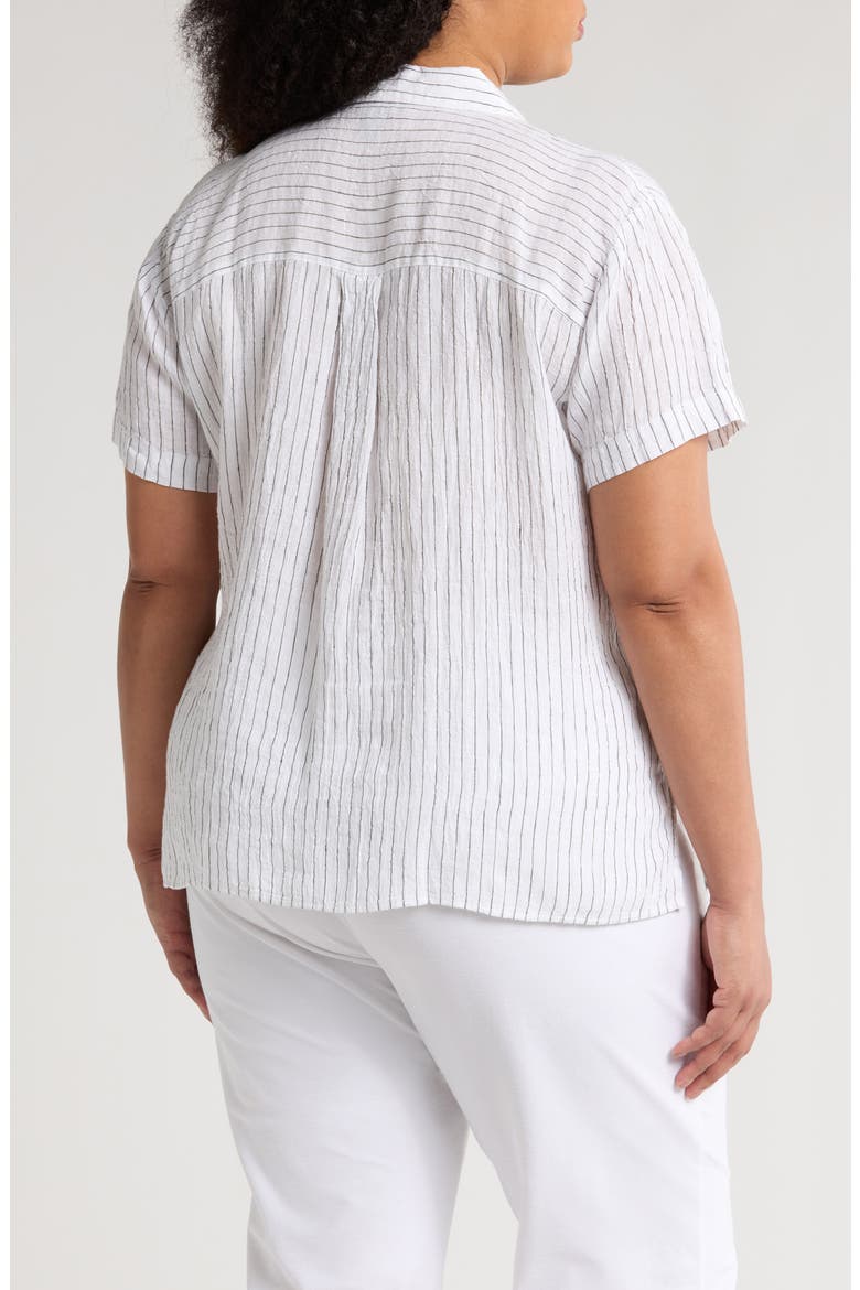 Stripe Organic Linen Button-Up Shirt, Alternate, color, WHITE/ BLACK