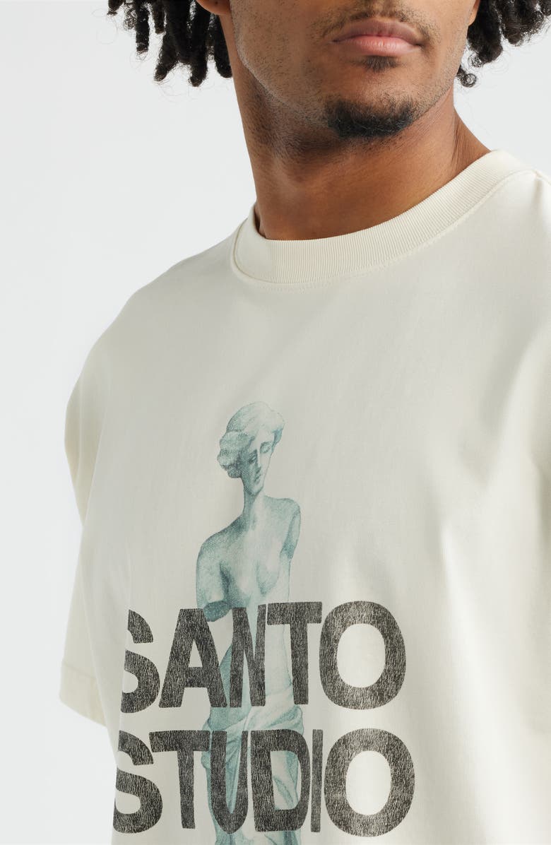 SANTO STUDIO Statue Graphic Cotton T-Shirt, Alternate, color, Cream