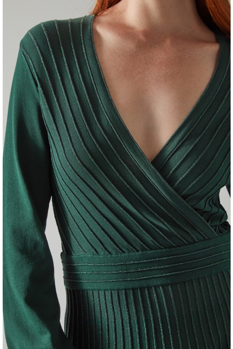 Merida Long Sleeve Faux Wrap Dress, Alternate, color, GREEN