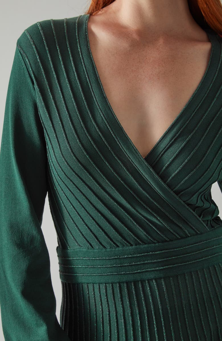 LK Bennett Merida Long Sleeve Faux Wrap Dress, Alternate, color, Green