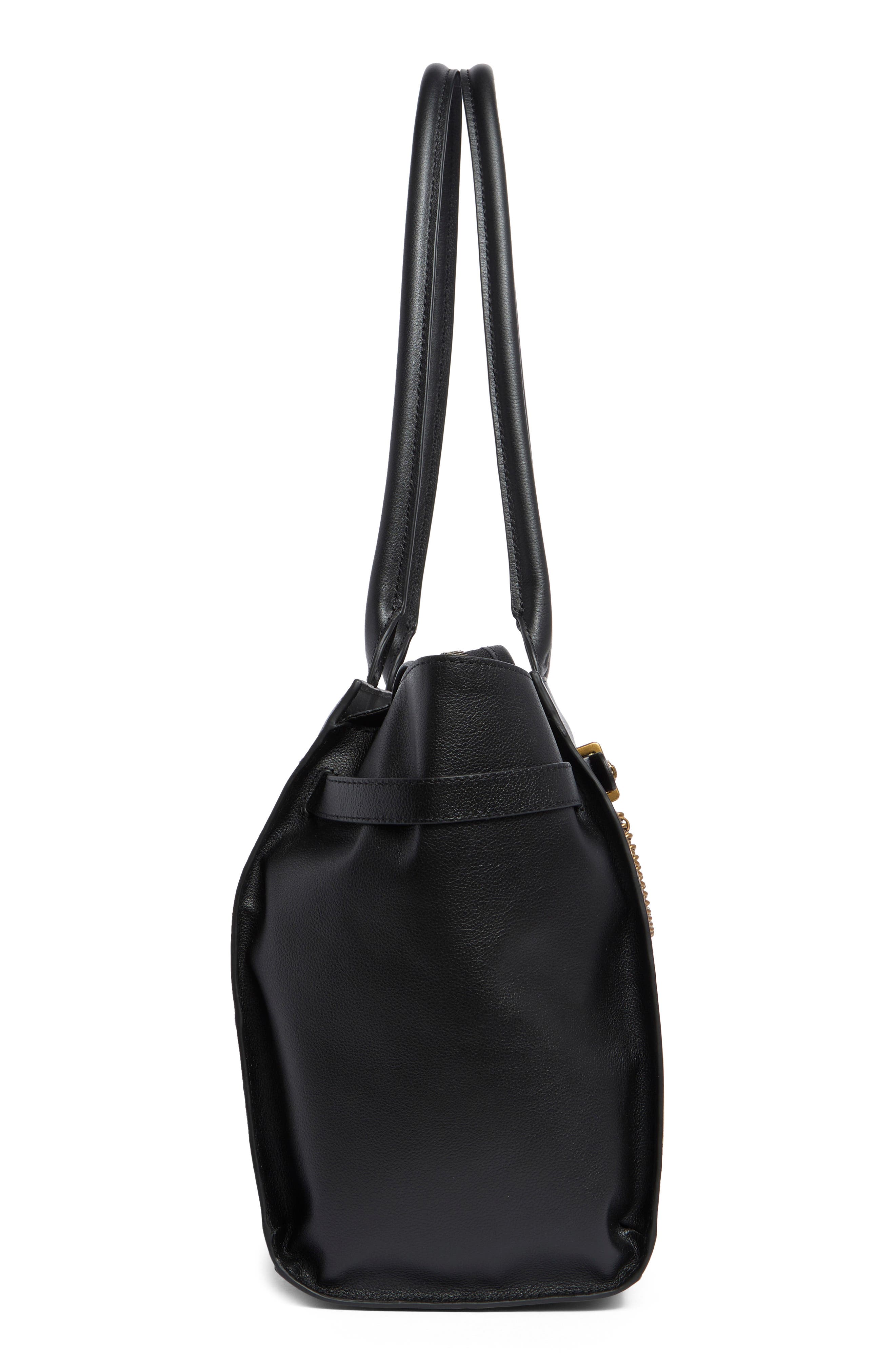 Kingsley Leather Shopper, Alternate, color, BLACK