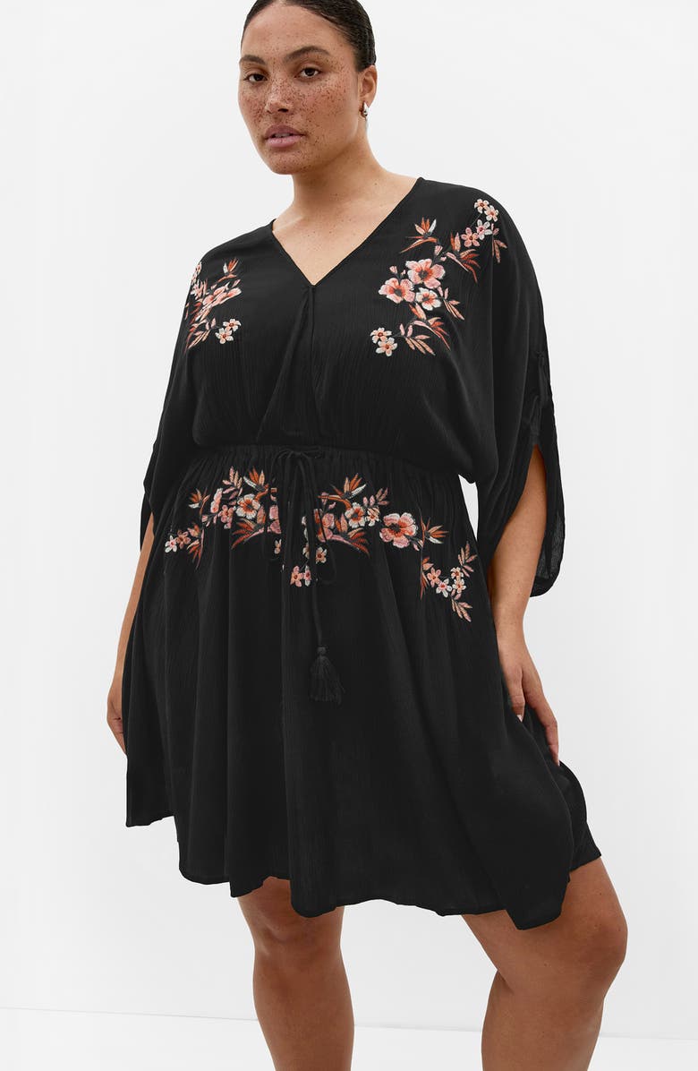 City Chic Seville Floral Embroidery Minidress, Alternate, color, Black