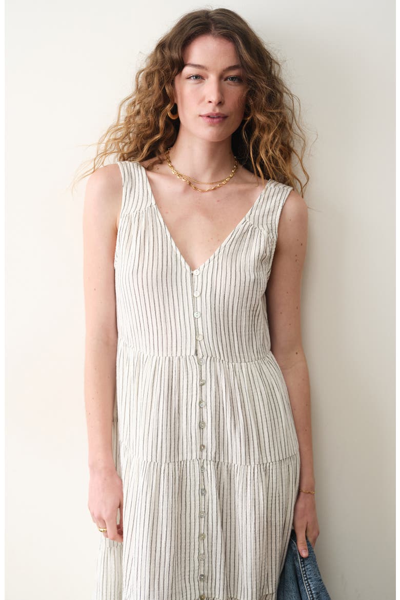 Corinne Stripe Sleeveless Organic Cotton Maxi Dress, Alternate, color, BLACK MINI STRIPE