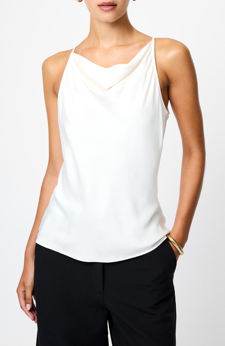 French Connection Ennis Satin Cowl Neck Top, Main, color, Porcelain Cream