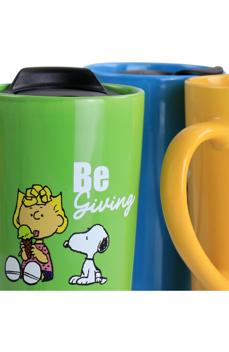 PEANUTS Gentle Reminders Stoneware 4 Piece 18oz Travel Cups, Alternate, color, 