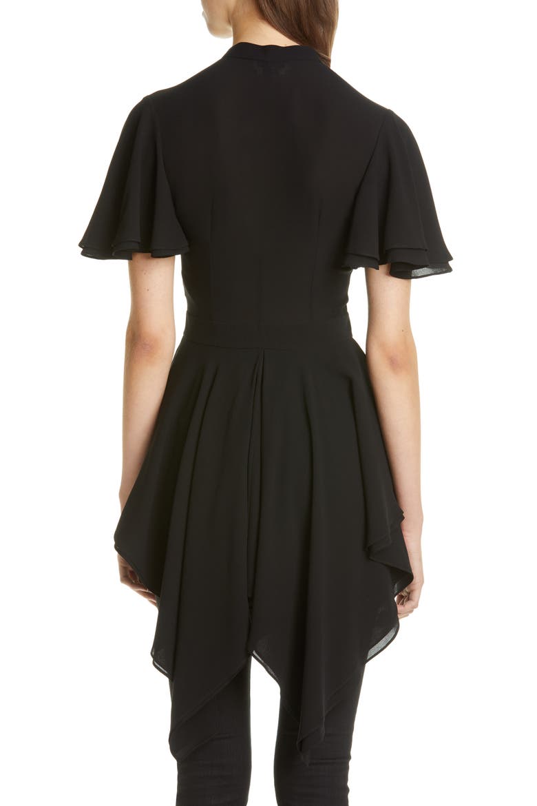 Alexander McQueen Silk High/Low Peplum Blouse, Alternate, color, BLACK