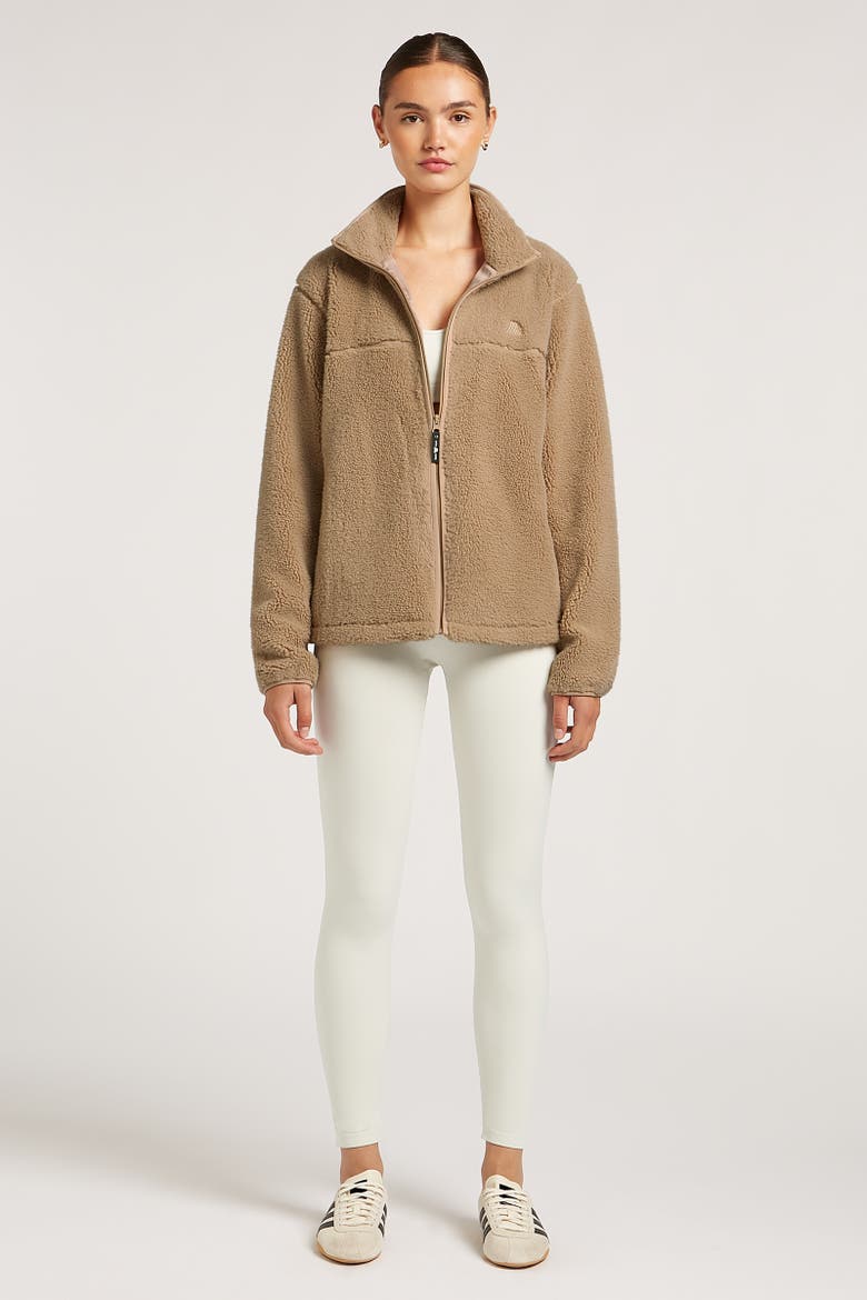 Jude Long Sleeve Collared Fleece Jacket, Alternate, color, Tan