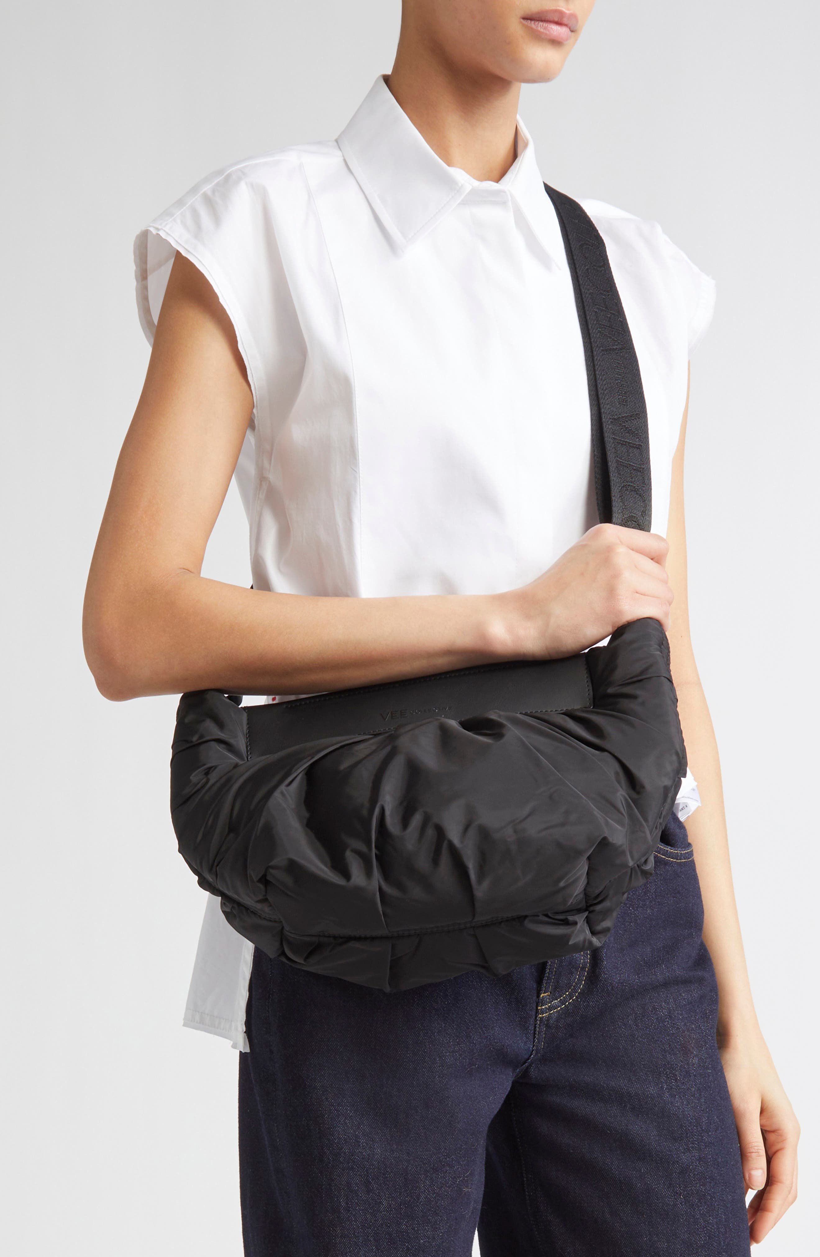 VeeCollective Medium Caba Recycled Polyester Clutch, Alternate, color, Black