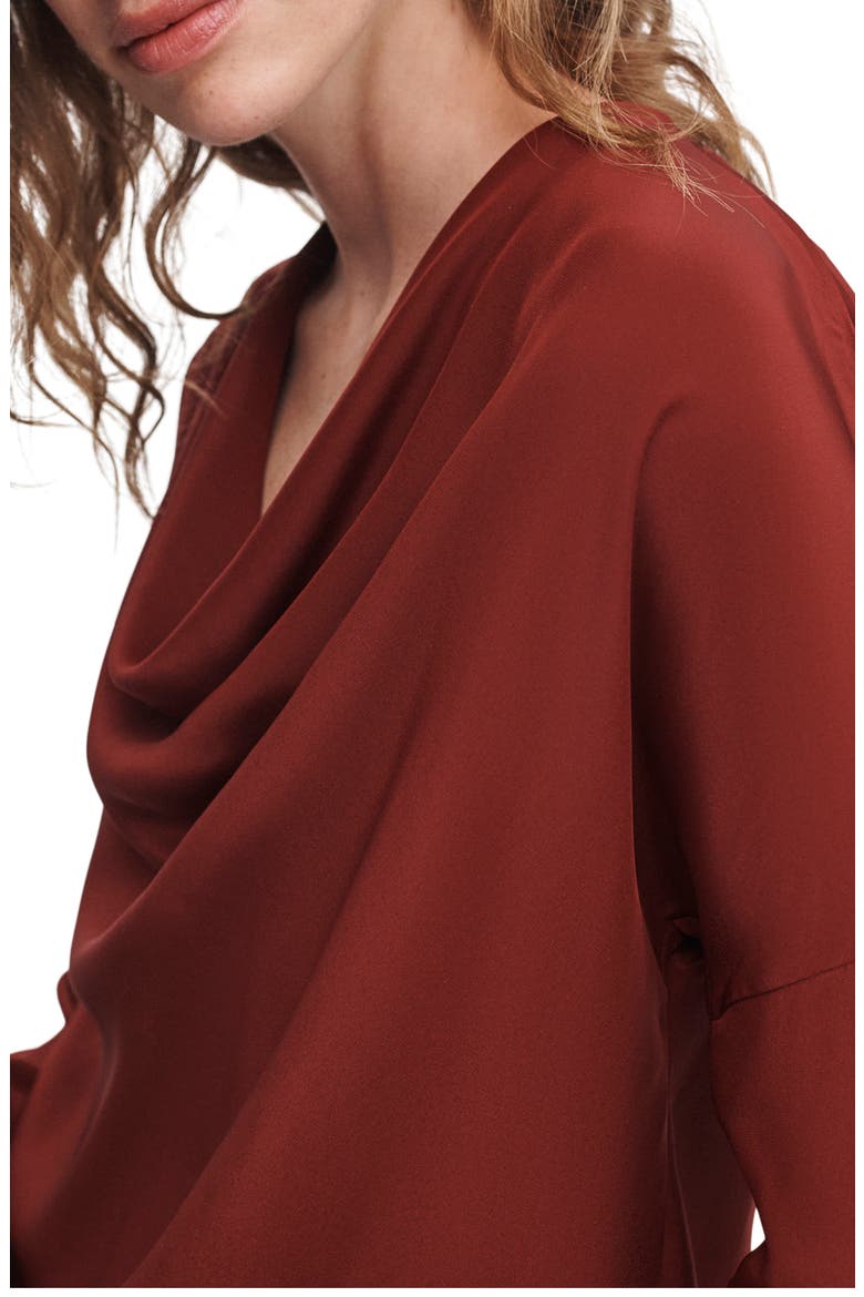 Vinnie Cowl Neck Silk Top, Alternate, color, RED