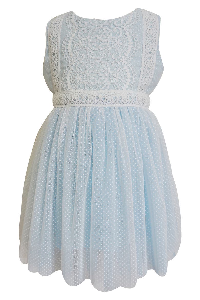 Lace & Tulle Party Dress, Main, color, BLUE