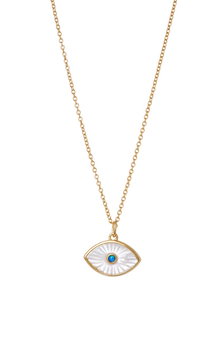 Argento Vivo Sterling Silver Evil Eye Mother-of-Pearl Pendant Necklace, Main, color, 
