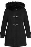 City Chic Wonderwall Coat with Faux Fur Collar