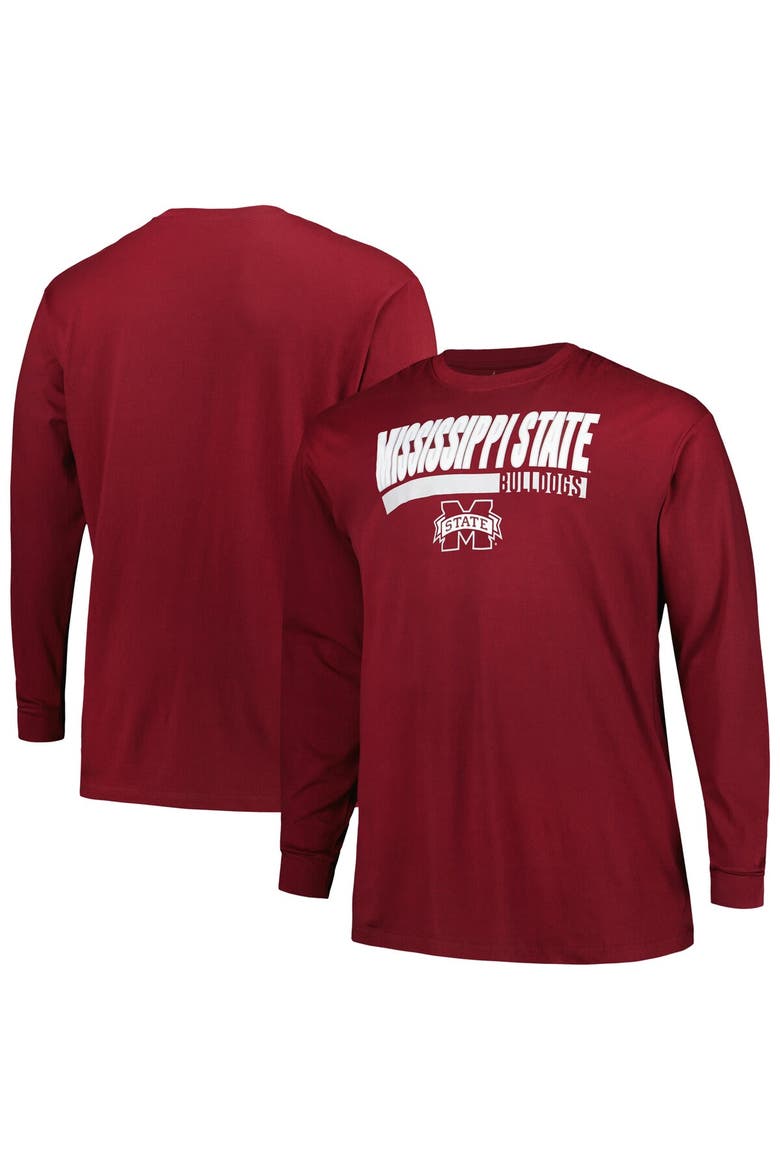 Men's Profile Maroon Mississippi State Bulldogs Big & Tall Two-Hit Long Sleeve T-Shirt, Main, color, Maroon
