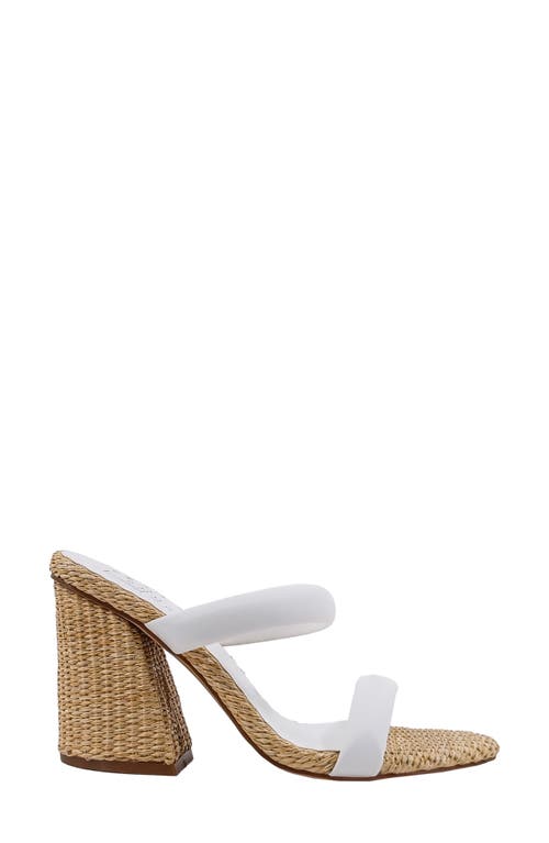 Shushop Gardenia Wicker Block Heel Slide Sandal In White