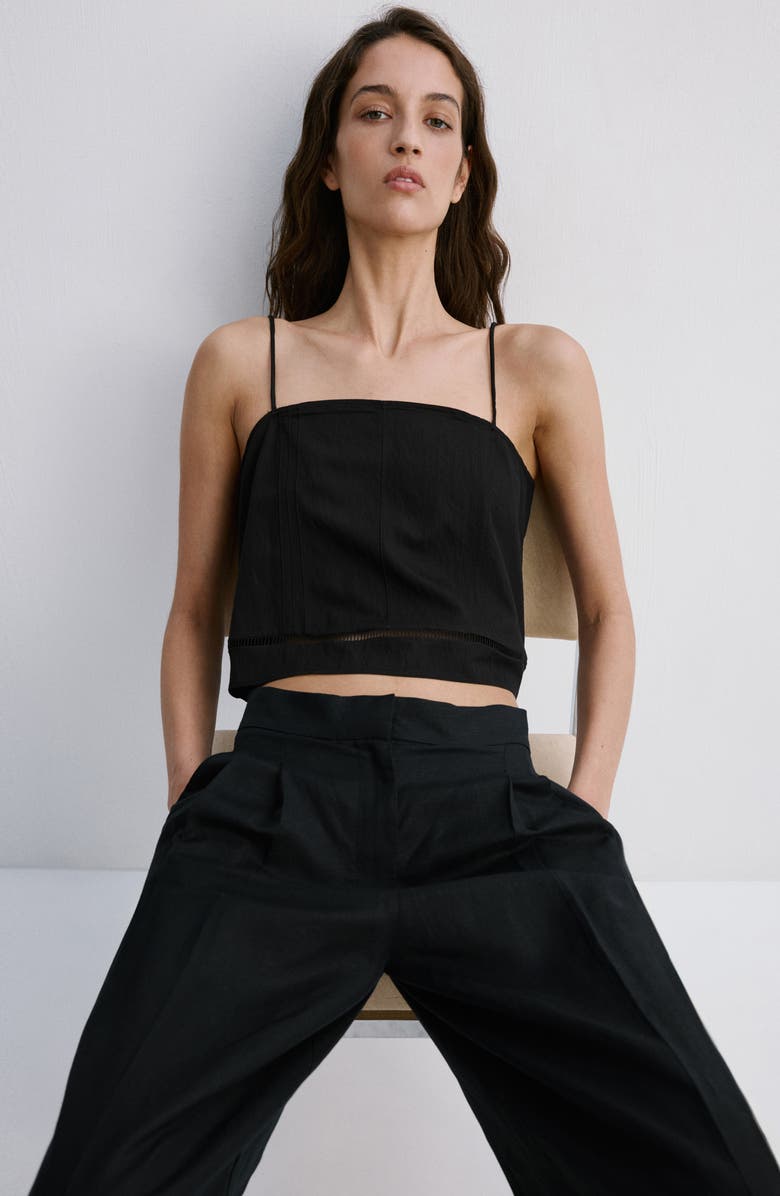MANGO Cutwork Trim Crop Top, Alternate, color,