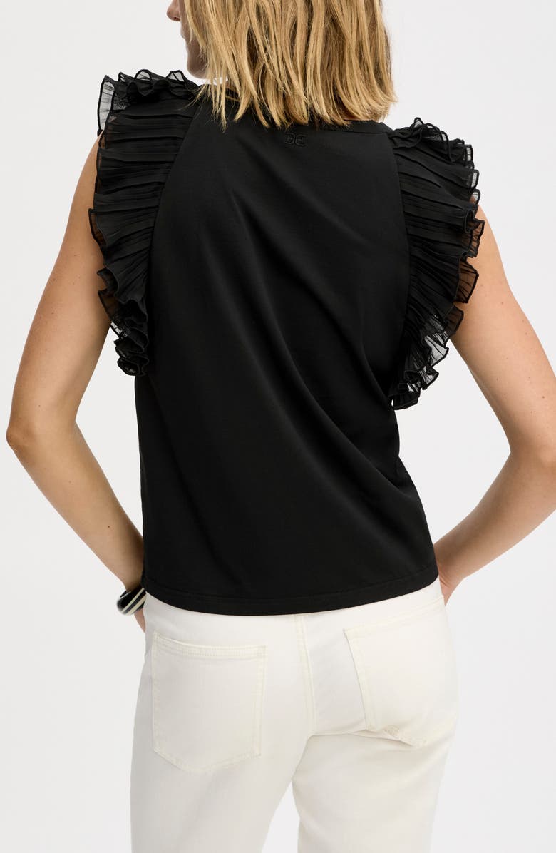 Sam Edelman Pleated Ruffle Sleeve Top, Alternate, color, True Black