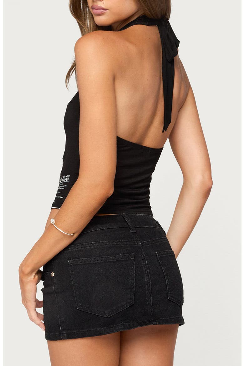 Aelixa Sequined Floral Halter Top, Alternate, color, BLACK