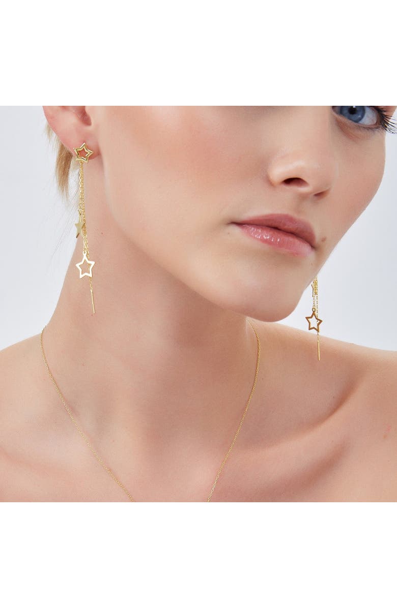 Spero London Chain and Stars Sterling Silver Drop Earring, Alternate, color, Gold