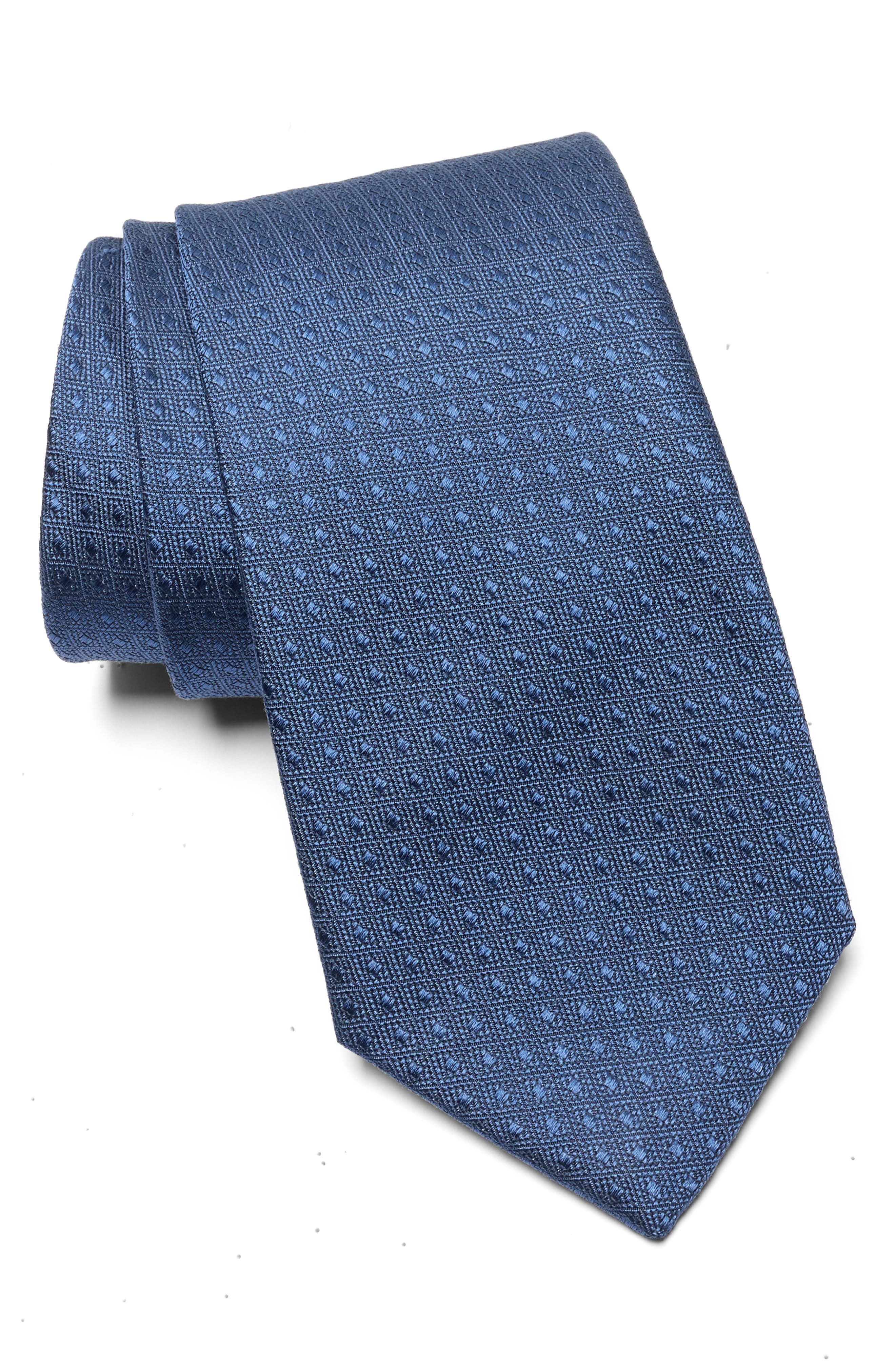 Jack Victor Dot Cotton & Silk Blend Tie In Blue