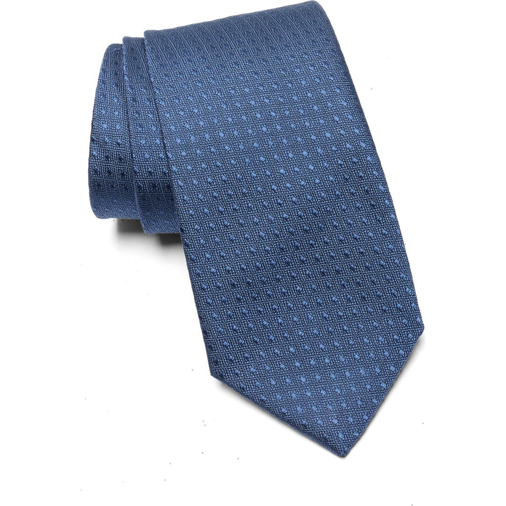Jack Victor Dot Cotton & Silk Blend Tie In Blue