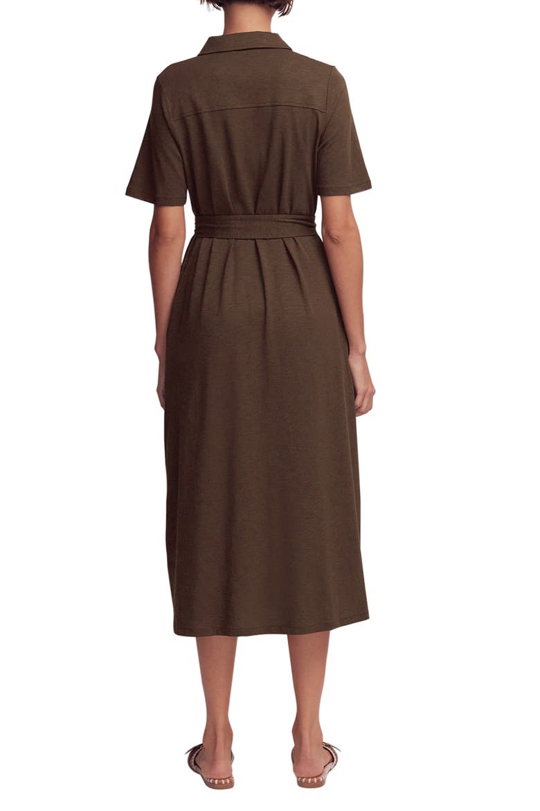 Mavis Belted Jersey Midi Shirtdress, Alternate, color, BROWN