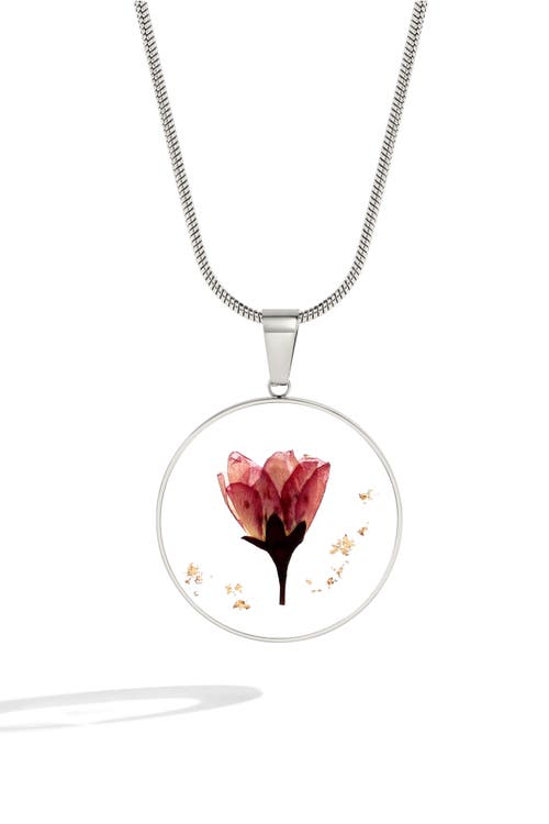 Mint & Lily Pressed Birth Flower Necklace In Metallic