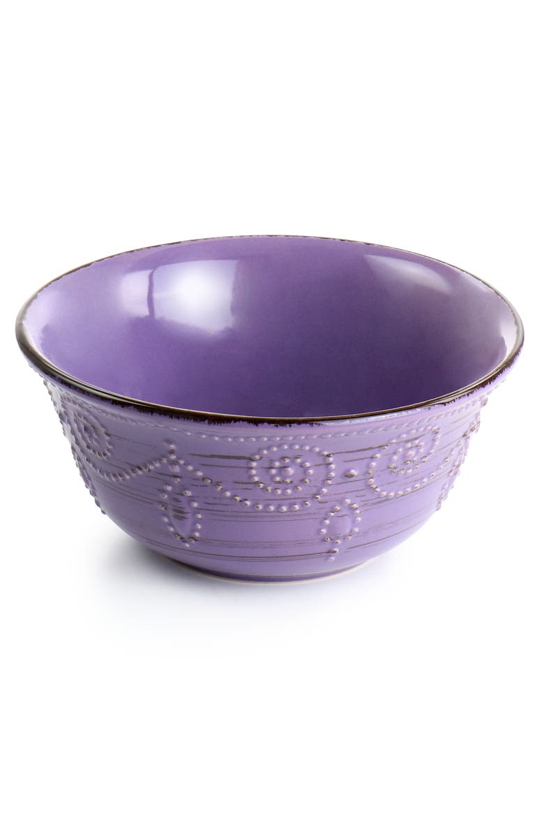 Rustic Birch 16 Piece Stoneware Dinnerware Set, Alternate, color, Purple