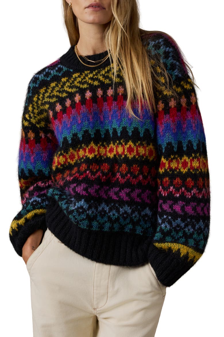 Apres Bay Crewneck Alpaca Blend Sweater, Main, color, HARBOR LIGHTS FAIRISLE