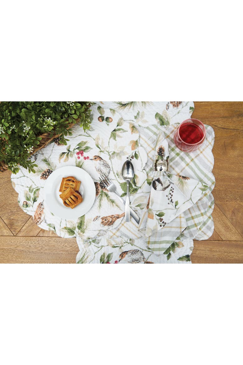Mira Songbird Cotton Cloth Napkin Machine Washable Set of 6, Alternate, color, White