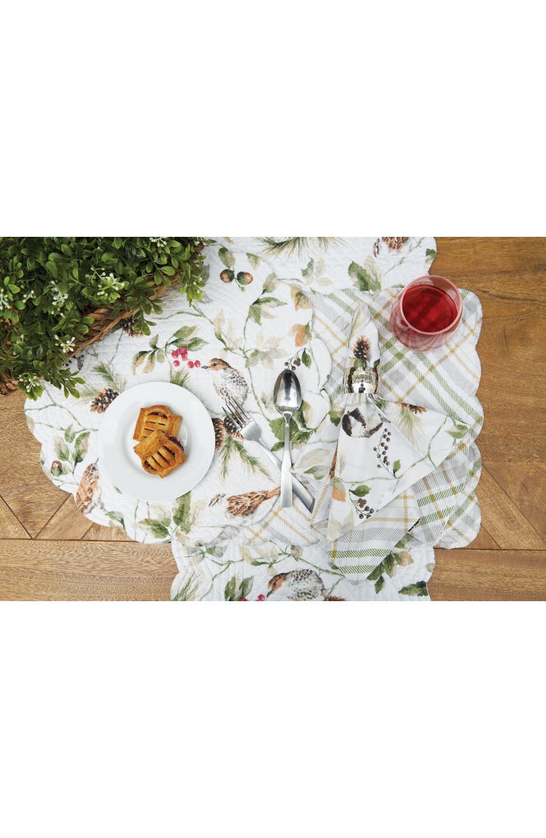 C&F Home Mira Songbird Cotton Cloth Napkin Machine Washable Set of 6, Alternate, color, White