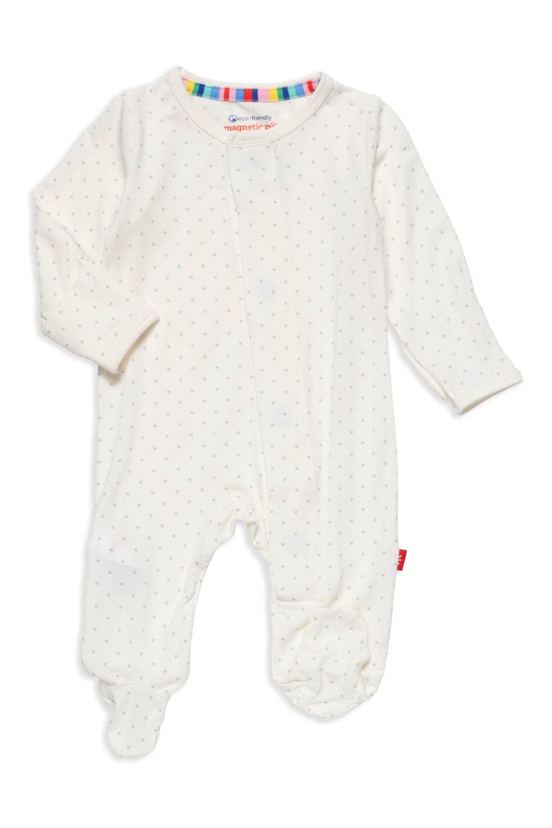 Dot Print Footie, Main, color, WHITE