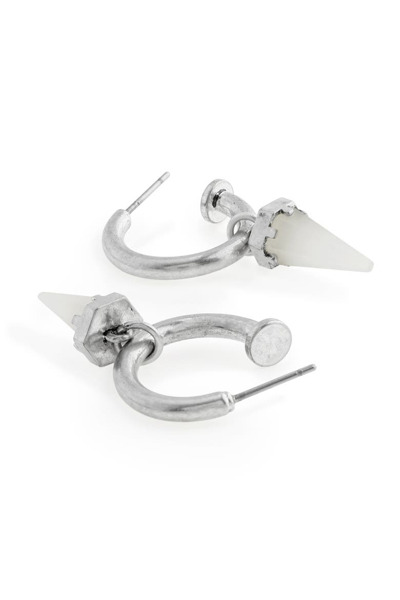 Quartz Spike Huggie Drop Earrings, Alternate, color, WHITE QUARTZ