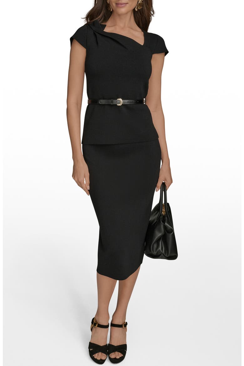 Belted Asymmetric Sweater, Alternate, color, BLACK