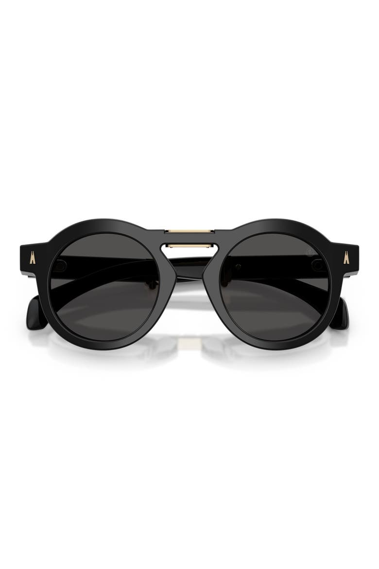 Glisse 47mm Small Round Sunglasses, Alternate, color, BLACK / DARK GREY SOLID