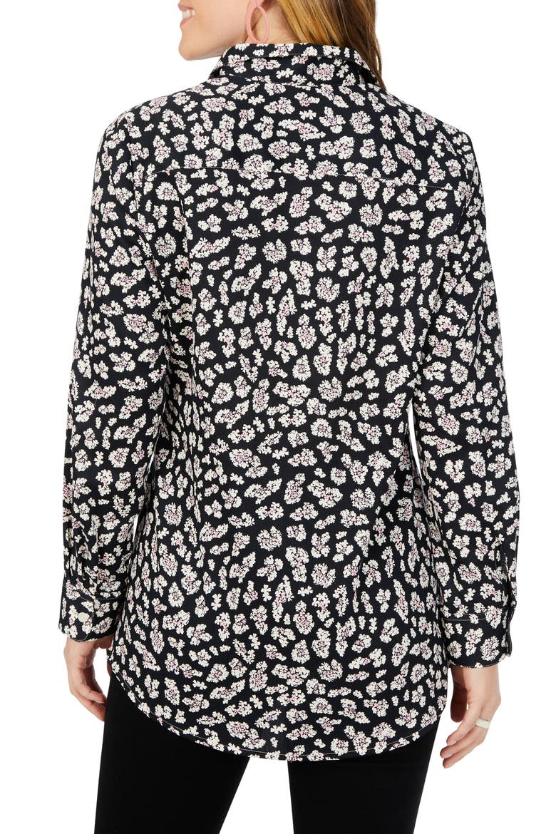 Lucca Floral Cotton Blouse, Alternate, color, BLACK