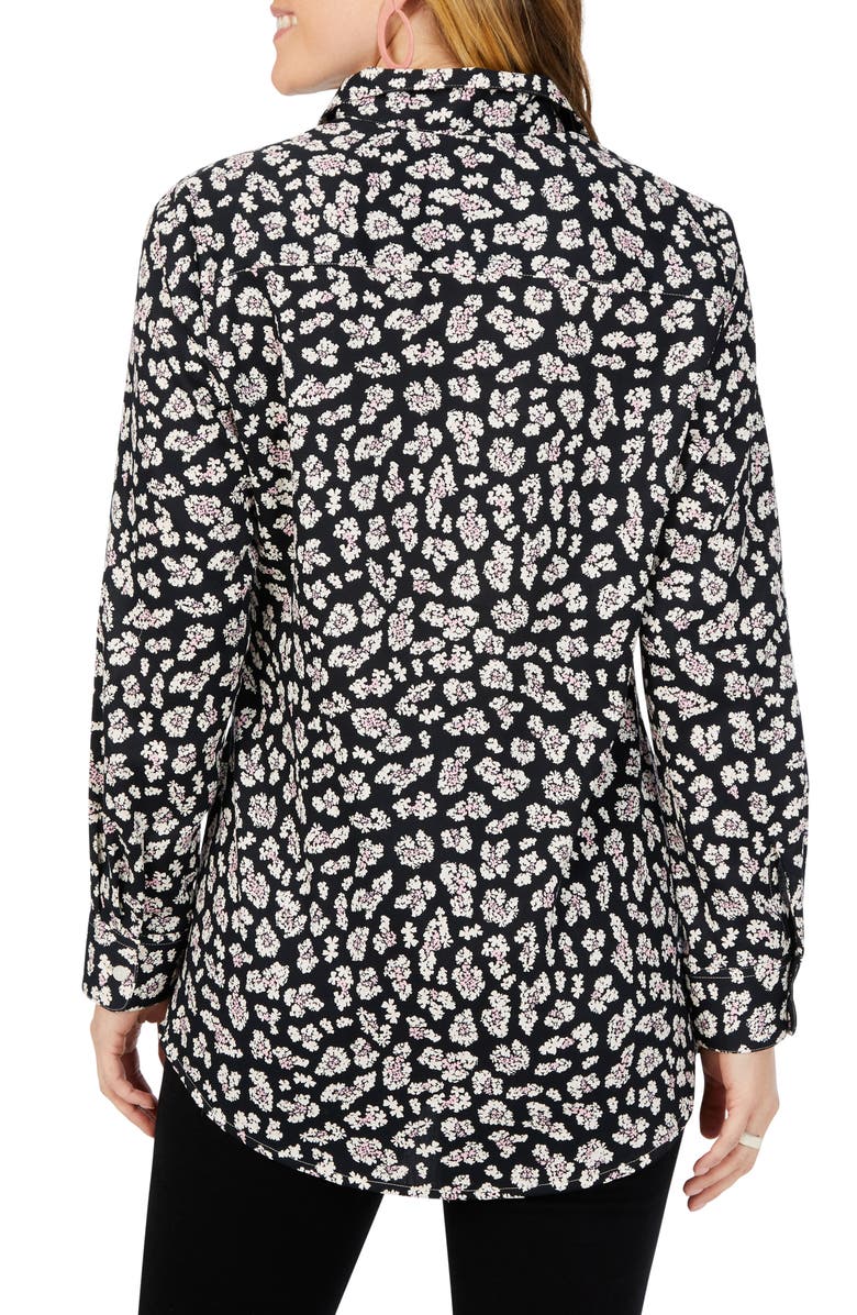 Foxcroft Lucca Floral Cotton Blouse, Alternate, color, Black