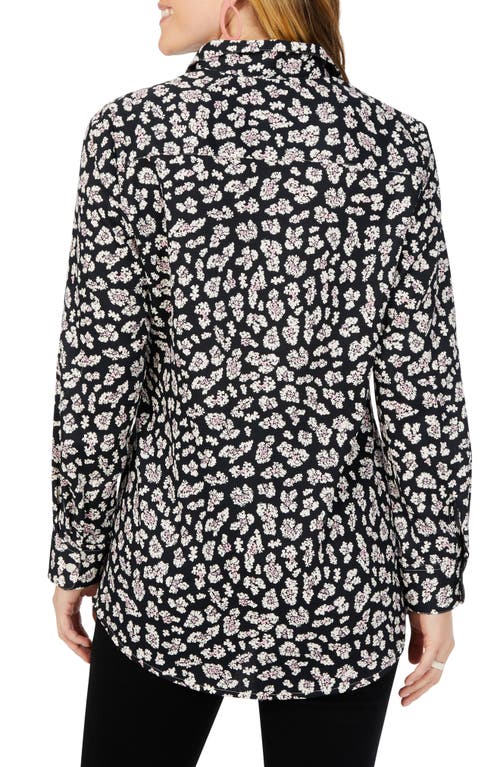 Foxcroft Lucca Floral Cotton Blouse In Black