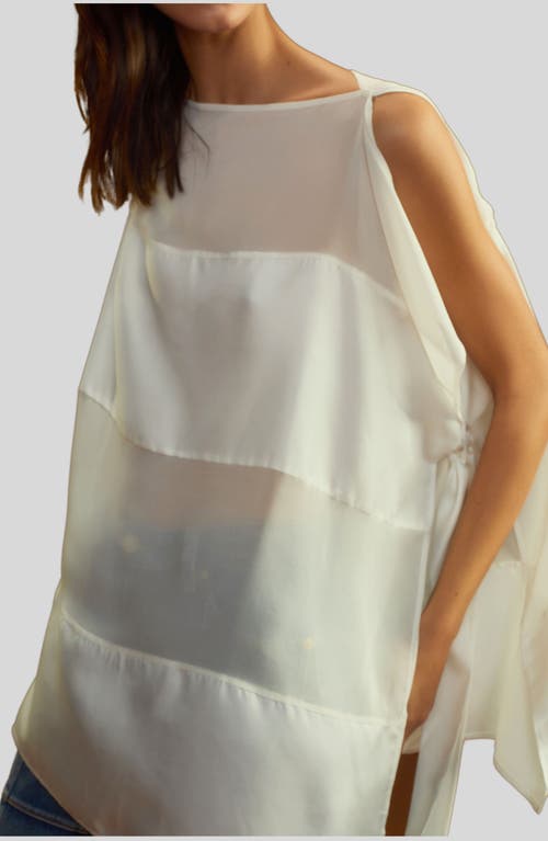 Cynthia Rowley Windswept Silk Panel Blouse In White