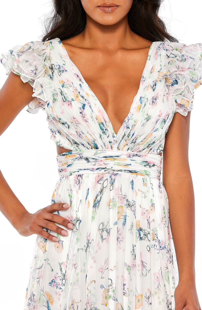 Mac Duggal Floral Chiffon Cutout Evening Gown, Alternate, color,