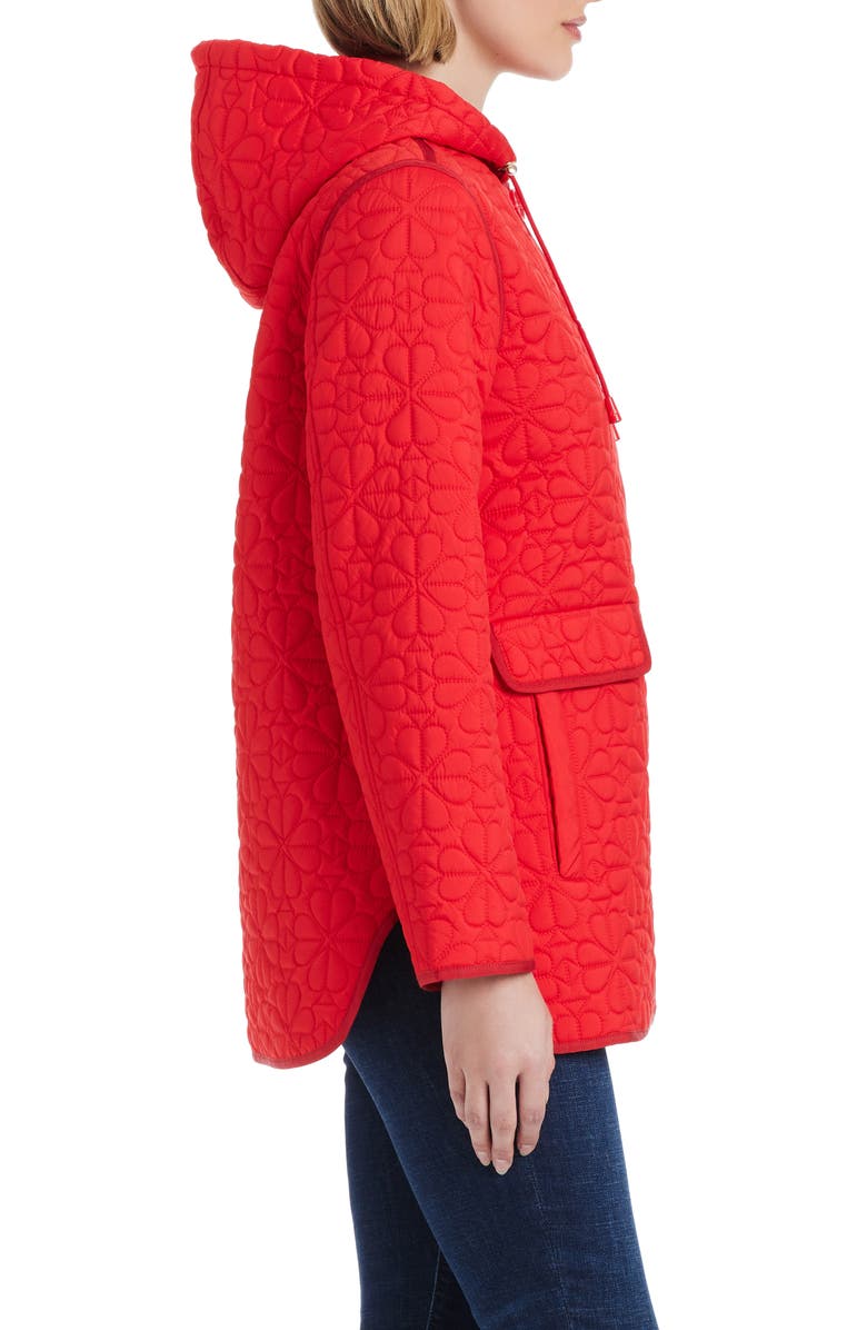 Kate Spade New York spade floral quilted a-line jacket, Alternate, color, Classic Red