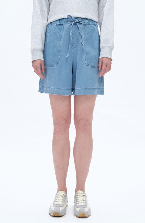 High Waist Drawstring Denim Shorts