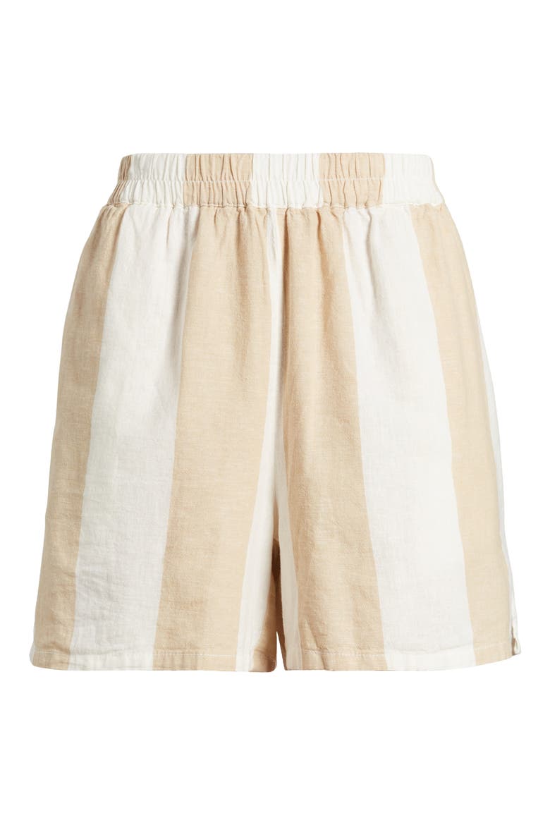 Kelis Stripe Linen & Cotton Shorts, Alternate, color, SAHARA SAND